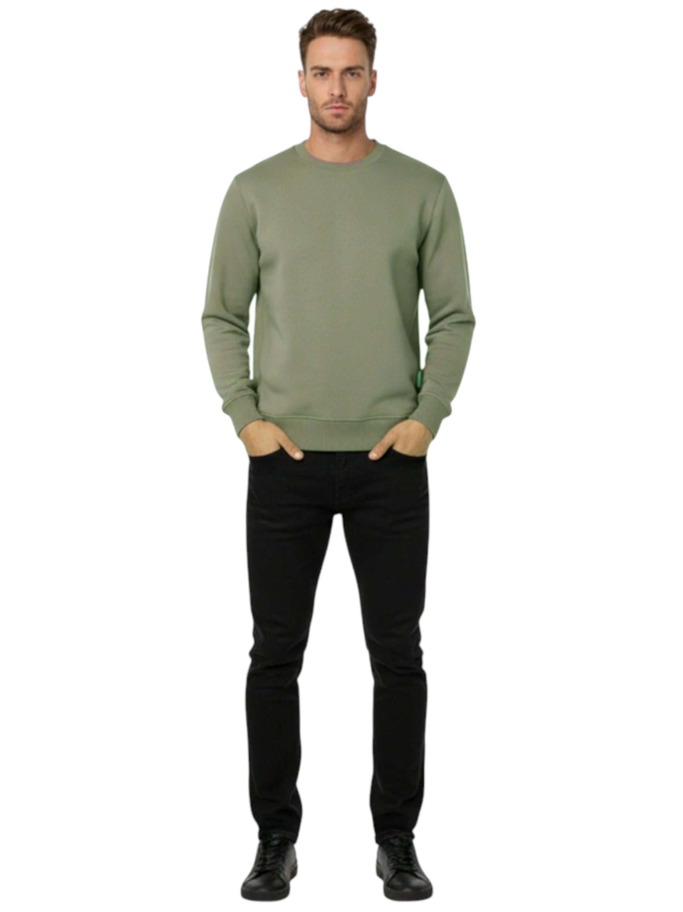 Image for Men's Plain Sweaters,Light Olive